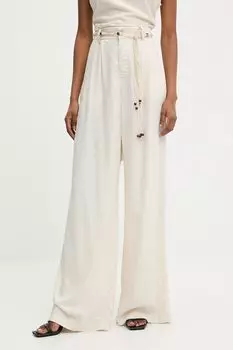 Брюки с льняной тканью Answear.Lab, бежевый