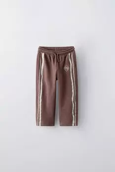 Брюки с лампами по бокам ZARA, цвет chocolate brown