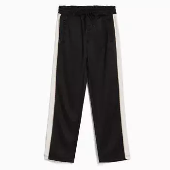 Брюки с лампасами Bershka Wide-leg, черный/белый