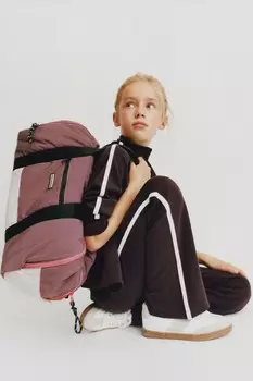 Брюки с лампасами и модалом ZARA, коричневый