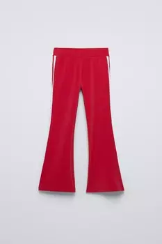 Брюки с лампасами и модалом ZARA, красный