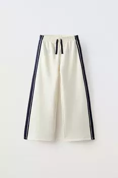 Брюки с лампасами по боку ZARA, экрю