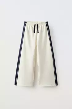 Брюки с лампасами по боку ZARA, экрю