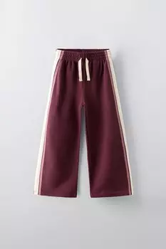 Брюки с лампасами по боку ZARA, бордовый