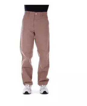 Брюки с логотипом, карманы на молнии и пуговицах, хлопок Carhartt Wip, коричневый