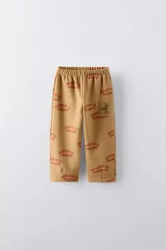 Брюки с лозунгом ZARA, кэмел