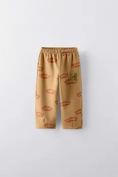 Брюки с лозунгом ZARA, кэмел