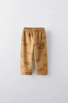 Брюки с лозунгом ZARA, кэмел