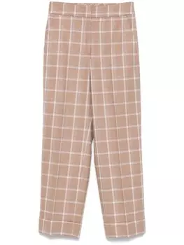 Брюки с люрексом в клетку Peserico, коричневый