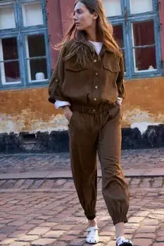 Брюки с манжетами по низу ZARA, цвет Toffee