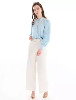 Брюки с металлическими аксессуарами цвета экрю Kayra