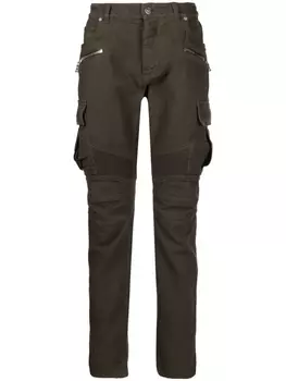 Брюки с молниями Balmain, коричневый