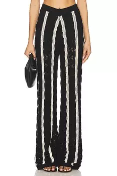 Брюки с оригинальной вышивкой и средней посадкой Central Park West, black