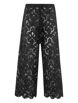 Брюки с отделкой из ракушек и кружевом FARM Rio, черный