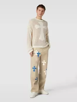 Брюки с отстрочкой-лейблом Review, бежевый