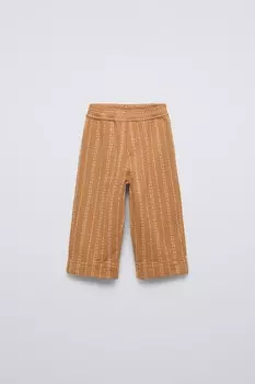 Брюки с отстрочкой ZARA, цвет brick