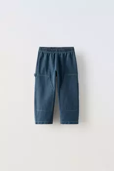 Брюки с отстрочкой ZARA, голубоватый