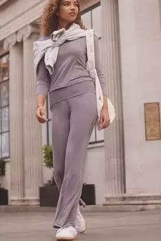 Брюки с отворотом на поясе Self., фиолетовый