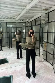 Брюки с передним швом ZARA, черный