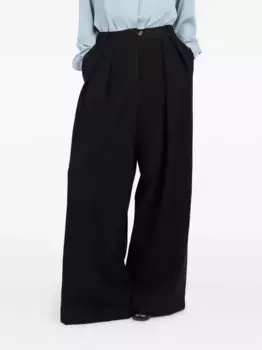 Брюки с плиссировкой и вышивкой Socit Anonyme, черный