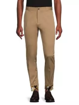 Брюки с плоским передом и логотипом Versace, бежевый