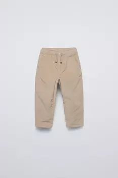 Брюки с подкладкой и изготовленной из игольчатой швейной ленты ZARA, светло-бежевый