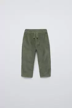 Брюки с подкладкой и изготовленной из игольчатой швейной ленты ZARA, зеленый