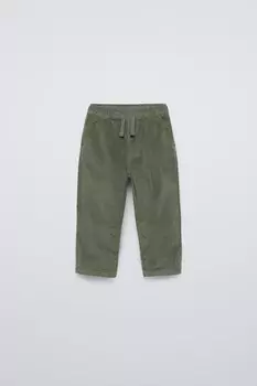 Брюки с подкладкой и изготовленной из игольчатой швейной ленты ZARA, зеленый