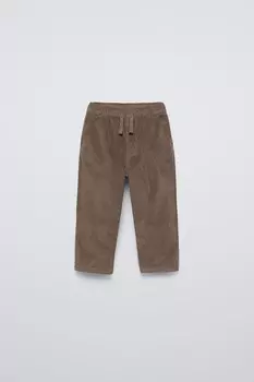 Брюки с подкладкой и изготовленной из игольчатой швейной ленты ZARA, коричневый