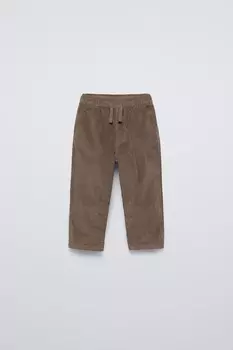 Брюки с подкладкой и изготовленной из игольчатой швейной ленты ZARA, коричневый