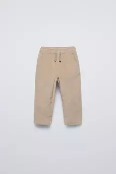 Брюки с подкладкой и изготовленной из игольчатой швейной ленты ZARA, светло-бежевый