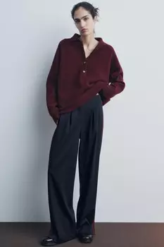 Брюки с полосами по боку ZARA, темно-синий