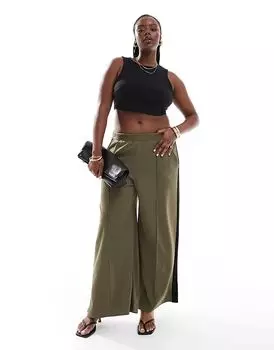 Брюки с полосками по бокам в кахки Yours