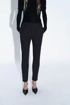 Брюки с пояснением ZARA, черный