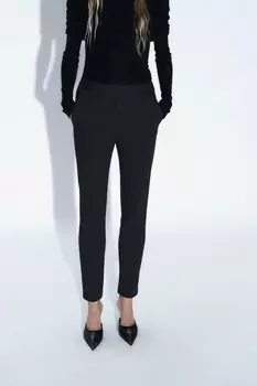 Брюки с пояснением ZARA, черный