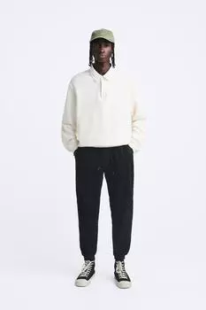 Брюки с поясной посадкой ZARA, черный