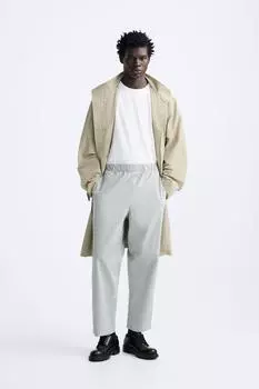 Брюки с поясной посадкой ZARA, зеленоватый