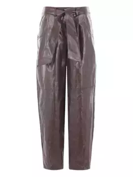 Брюки с поясом и складками Federica Tosi, коричневый