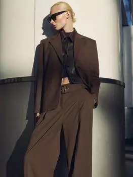 Брюки с поясом от мириам Mango, коричневый