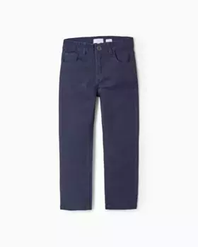 Брюки с пятью карманами для мальчика из однотонной ткани Zippy, темно-синий