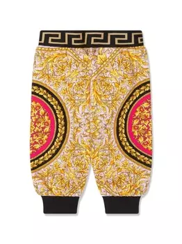 Брюки с принтом Barocco Versace Kids, розовый