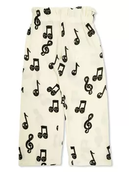 Брюки с принтом нот Mini Rodini, белый