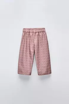 Брюки с принтом ZARA, розовый