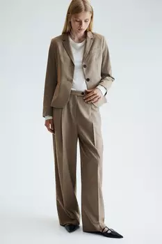 Брюки с прижатыми складками H&M, бежевый