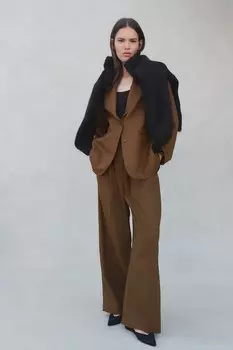 Брюки с прижатыми складками H&M, коричневый