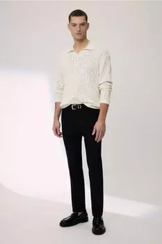Брюки с прижатыми складками обычного кроя H&M, черный