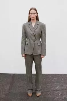 Брюки с прямыми штанинами в крапинку ZARA, цвет Sand/Black