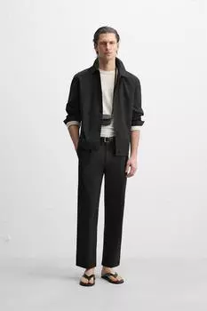 Брюки с прямыми штанинами ZARA, черный