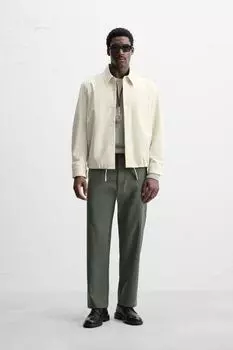 Брюки с прямыми штанинами ZARA, цвет Greyish