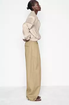 Брюки с пряжкой ZARA, песочный